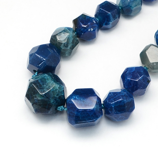 

PandaHall Dyed Natural Agate Bead Strands, Star Cut Round Beads, Faceted, Royal Blue, 12~25x11~24x10~22mm, Hole: 2~3mm, about 27pcs/strand...