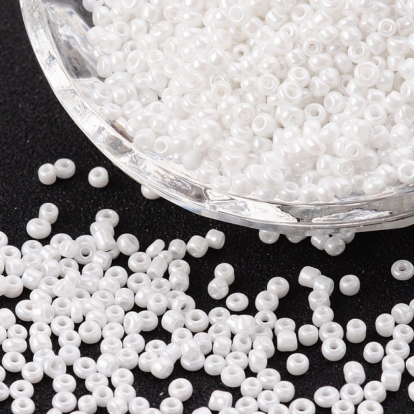 

PandaHall (Repacking Service Available) Glass Seed Beads, Opaque Colors Lustered, Round, White, 8/0, 3mm, Hole: 1mm, about 12g/bag Glass...