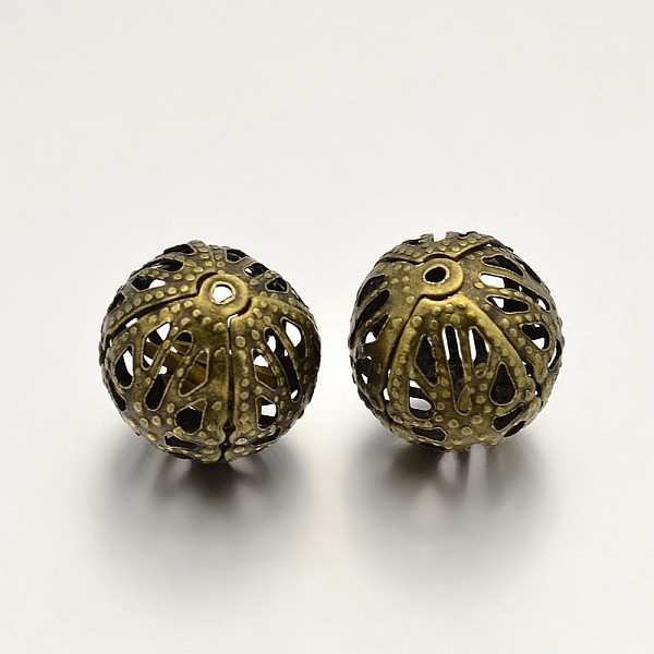 

PandaHall Round Iron Filigree Beads, Filigree Ball, Antique Bronze, 16mm, Hole: 1mm Iron Round