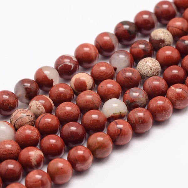 

PandaHall Natural Red Jasper Bead Strands, Round, 8mm, Hole: 1mm, about 48pcs/strand, 15.5 inch Red Jasper Round