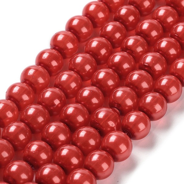 

PandaHall Baking Painted Pearlized Glass Pearl Round Bead Strands, Crimson, 8mm, Hole: 1mm, about 116pcs/strand, 31.89''(81cm) Glass Round..., Pink
