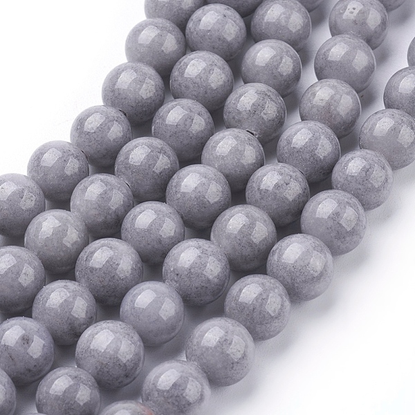 

PandaHall Natural Mashan Jade Beads Strands, Dyed, Round, Gray, 8mm, Hole: 1.2mm, about 51pcs/strand, 16 inch Mashan Jade Round Gray