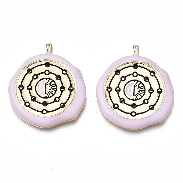 

PandaHall Brass Enamel Pendants, Moon Phase Pendants, Nickel Free, Golden, Flat Round, Thistle, 31x27x3.5mm, Hole: 2mm Brass+Enamel Flat..., Purple