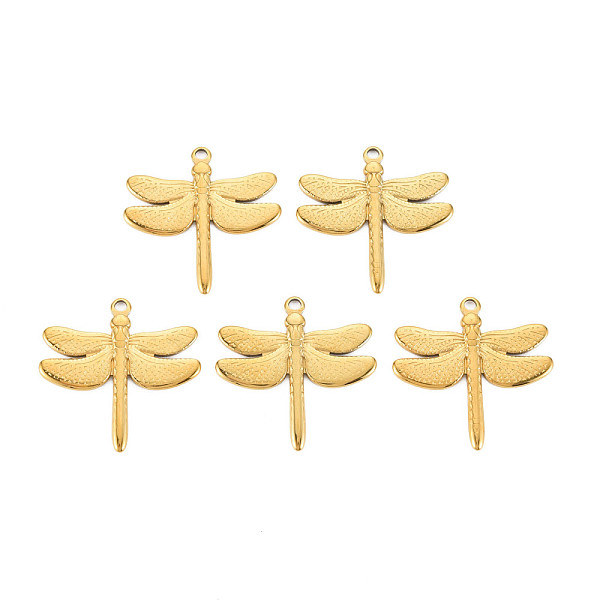 

PandaHall 201 Stainless Steel Pendants, Dragonfly, Real 18K Gold Plated, 29.5x30x2mm, Hole: 2mm 201 Stainless Steel Dragonfly