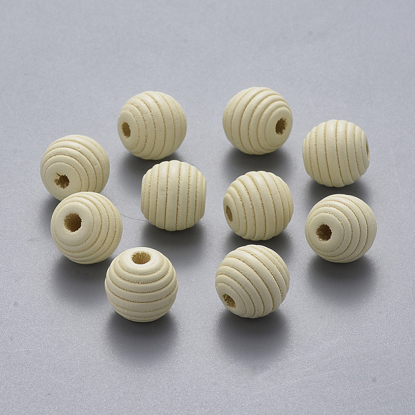 

PandaHall Painted Natural Wood Beehive Beads, Round, Creamy White, 12x11mm, Hole: 3.5mm Schima Wood Round