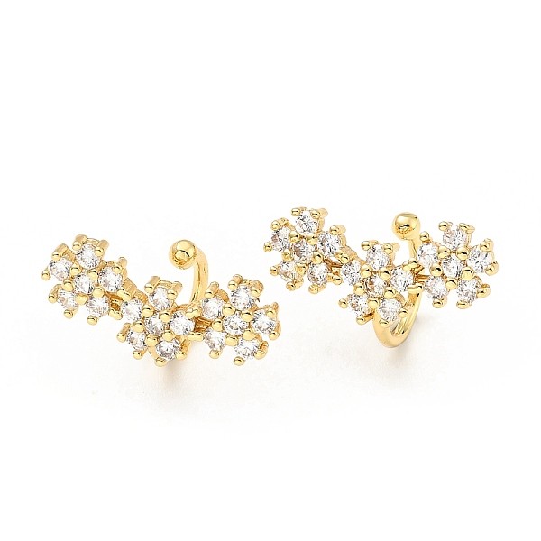 

PandaHall Clear Cubic Zirconia Flower Cuff Earrings, Brass Jewelry for Non-pierced Ears, Cadmium Free & Lead Free, Golden, 10.5x11x19mm...