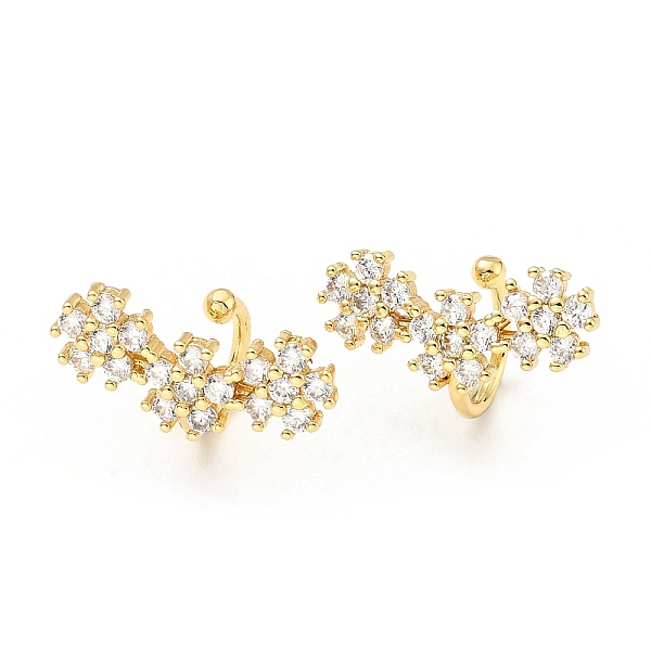 Clear Cubic Zirconia Flower Cuff Earrings