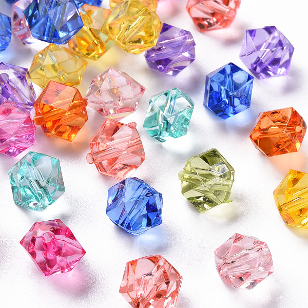 

PandaHall Transparent Acrylic Beads, Faceted, Polygon, Mixed Color, 8x10x9mm, Hole: 1.6mm Acrylic Polygon Multicolor