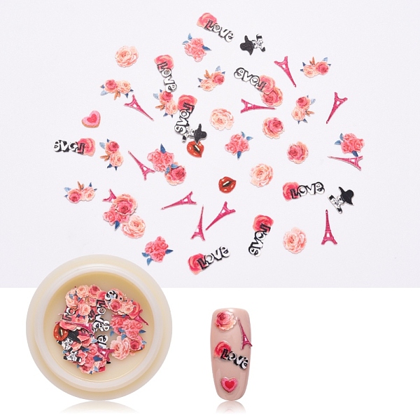 

PandaHall Paper Cabochons, Nail Art Decorations, Mixed Shapes, Hot Pink, 4~8.5x4.5~10.5x0.2mm, about 50pcs/box Paper Mixed Shapes Pink