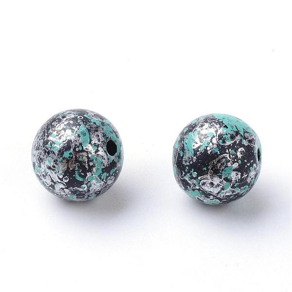 

PandaHall Antique Style Acrylic Beads, Round, Antique Silver Plated, 11~12mm, Hole: 1.5mm, about 520pcs/500g Acrylic Round