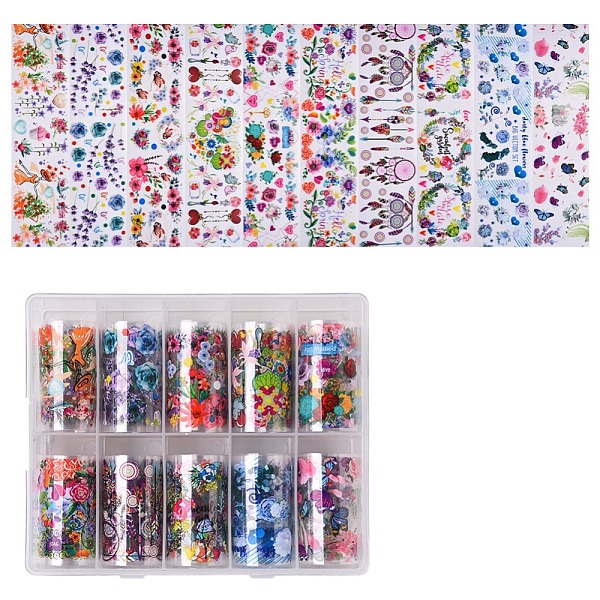 

PandaHall Nail Art Transfer Stickers, Nail Decals, DIY Nail Tips Decoration for Women, Floral Pattern, Mixed Color, 40mm, anout 1m/roll..., Multicolor