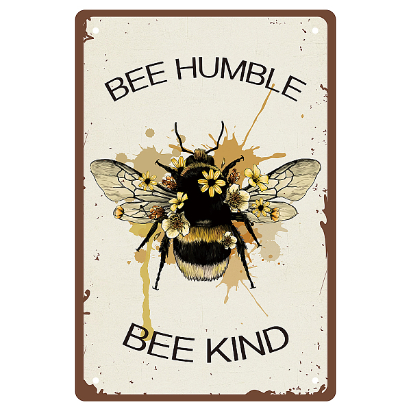 

PandaHall CREATCABIN Metal Tin Sign Bee Humble Bee Kind Retro Vintage Funny Wall Decor Art Mural Hanging Iron Painting for Home Garden Bar...