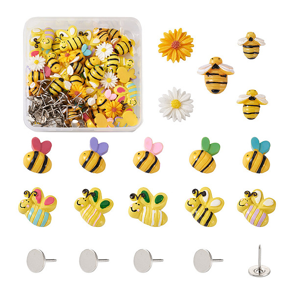 120Pcs DIY Bees & Daisy Shape Sofa Foam Nails Making Kits
