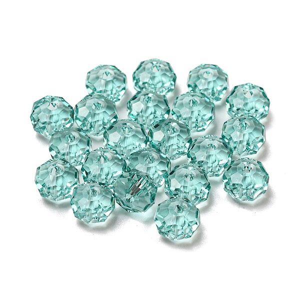 

PandaHall Transparent Glass Beads, Faceted, Rondelle, Indicolite, 6x4mm, Hole: 1.2mm Glass Rondelle Blue