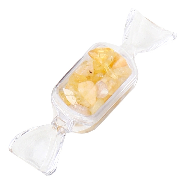 

PandaHall Raw Natural Citrine Chip in Plastic Candy Box Display Decorations, Reiki Energy Stone Ornament, 80mm Citrine Candy