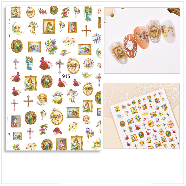 

PandaHall Nail Art Stickers Decals, Self Adhesive, for Nail Tips Decorations, Cross Pattern, 10x8cm Paper Cross Multicolor