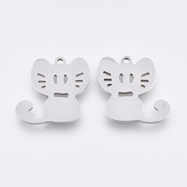 

PandaHall 201 Stainless Steel Kitten Pendants, Laser Cut Pendants, Cartoon Cat Shape, Stainless Steel Color, 17.5x17.5x1mm, Hole: 1.4mm 201...