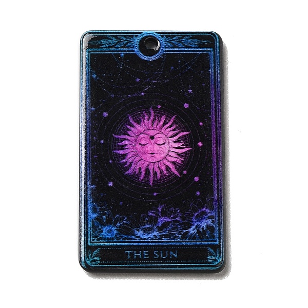 

PandaHall Double-sided Printed Acrylic Pendants, Halloween Theme, Tarot with The Sun, Tarot, 39x22.5~27x3.5mm, Hole: 1.5mm Acrylic Tarot