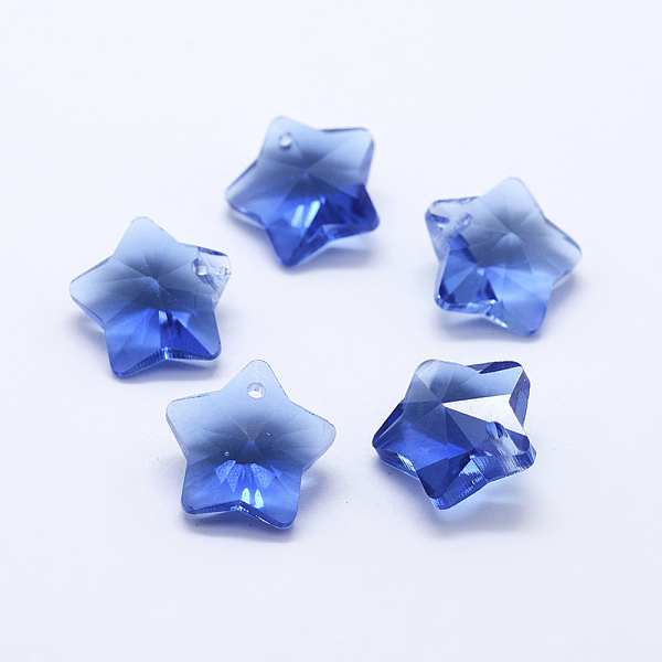 

PandaHall Transparent Glass Pendants, Faceted, Star Charms, Cornflower Blue, 13x13.5x7mm, Hole: 1mm Glass Star