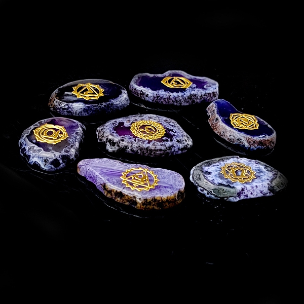 

PandaHall Chakra Natural Agate Nuggets Stone, Pocket Palm Stone for Reiki Balancing, Home Display Decorations, Purple, 30~50x5mm, 7pcs/set...