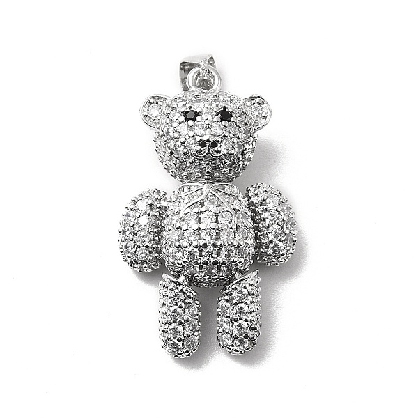 

PandaHall Brass Micro Pave Cubic Zirconia Pendants, Bear, Platinum Plated , Clear, 30.5x18.5x10mm Brass+Cubic Zirconia Bear Clear