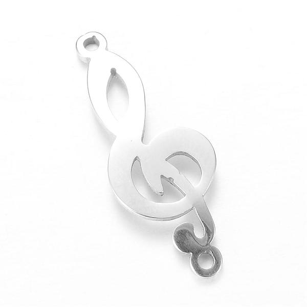 PandaHall 201 Stainless Steel Links connectors, Musical Note, Random Musical Note Direction, Stainless Steel Color, 24.5x9.5x1mm, Hole: 1mm...