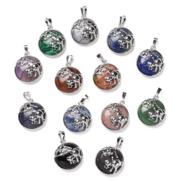 

PandaHall Natural & Synthetic Gemstone Pendants, with Platinum Tone Brass Findings, Cadmium Free & Lead Free, Mixed Dyed and Undyed, Flat...