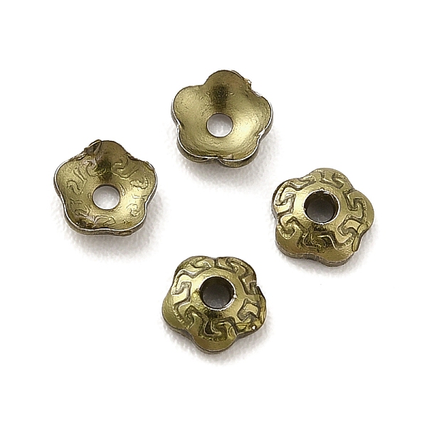 

PandaHall Ion Plating(IP) 304 Stainless Steel Bead Caps, Flower, 5-Petal, Antique Bronze, 4x4x1mm, Hole: 1mm 304 Stainless Steel