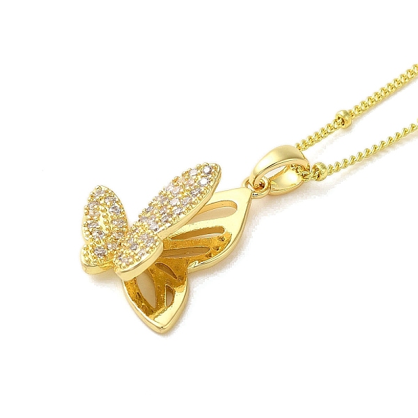 

PandaHall Brass Micro Pave Clear Cubic Zirconia Pendant Necklaces for Women, Real 18K Gold Plated, Butterfly, 17.72 inch(45cm), Pendant...