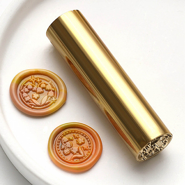 

PandaHall Double-Sided Engraving Wax Seal Brass Stamp, Golden, for Envelope, Card, Gift Wrapping, Flower, 57x15mm Brass Flower