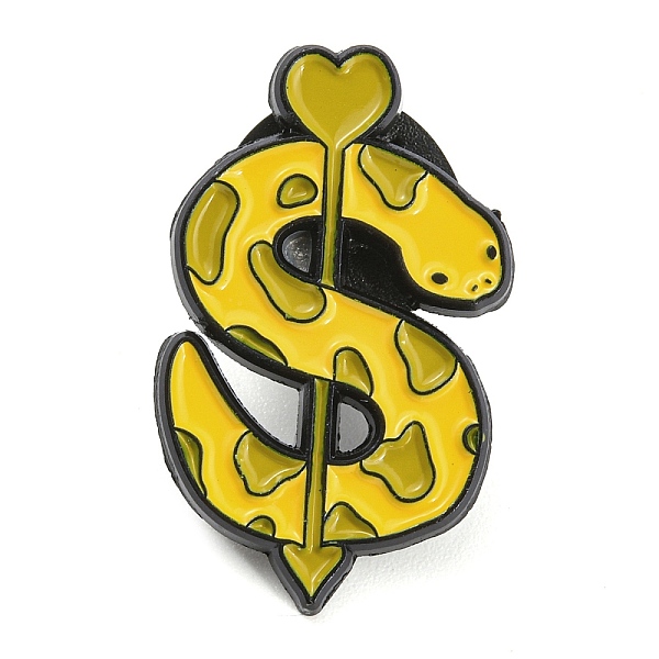 

PandaHall Cartoon Style Enamel Pins, Black Alloy Badge for Backpack Clothes, Snake & Heart Arrow, 25x15x1mm Alloy+Enamel Snake Gold