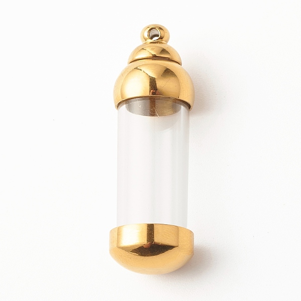 

PandaHall 304 Stainless Steel Glass Bottle Pendants, Openable Ash Keepsake Memorial Pendants, Twist off Vial Tube Pendants, Column, Golden..., Clear