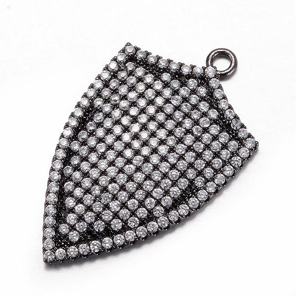 

PandaHall Brass Micro Pave Cubic Zirconia Pendants, Shield, Gunmetal, 32.5x19.5x2.5mm, Hole: 1mm Brass+Cubic Zirconia Others