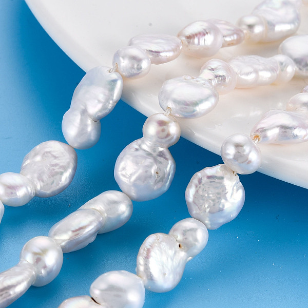 

PandaHall Natural Keshi Pearl Beads Strands, Cultured Freshwater Pearl, 8 Shape, Nuggets, Seashell Color, 16~21x10~12x4~10mm, Hole: 0.6mm...