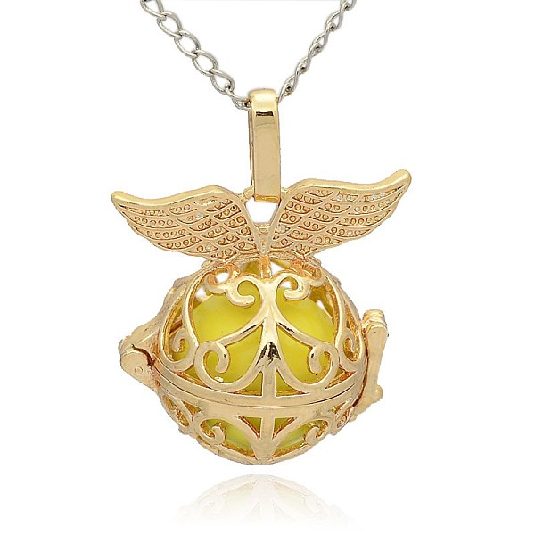 

PandaHall Golden Tone Brass Hollow Round Cage Pendants, with No Hole Spray Painted Brass Ball Beads, Champagne Yellow, 28x27x20mm, Hole...