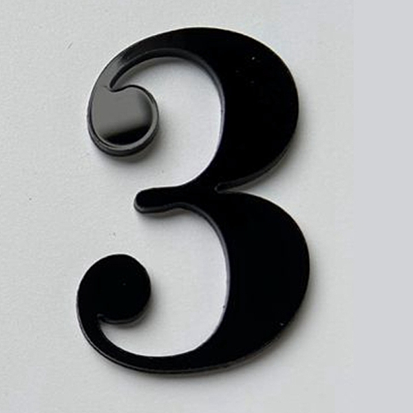 PandaHall Acrylic Mirror Wall Stickers, with Adhesive Back, Number, Black, Num.3, 48mm Acrylic Number Black