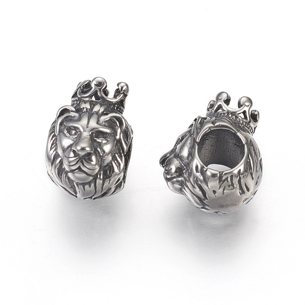 

PandaHall 316 Surgical Stainless Steel European Beads, Large Hole Beads, Lion, Antique Silver, 12x8x11mm, Hole: 4.5mm 316 Surgical Stainless...
