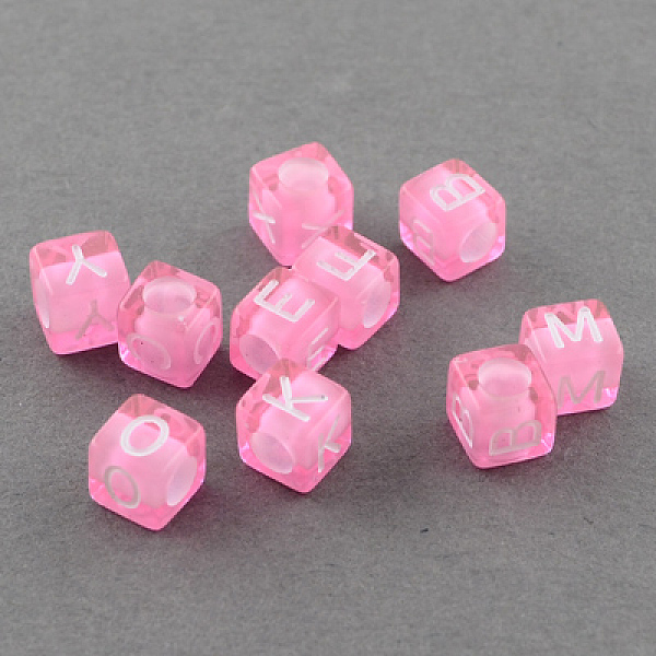 

PandaHall Mixed Letters Transparent Acrylic Cube Beads, Horizontal Hole, Pearl Pink, 6x6x6mm, Hole: 3mm, about 3100pcs/500g Acrylic Cube...