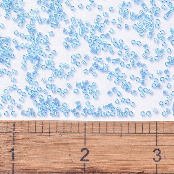 

PandaHall MIYUKI Delica Beads, Cylinder, Japanese Seed Beads, 11/0, (DB1229) Transparent Ocean Blue Luster, 1.3x1.6mm, Hole: 0.8mm, about..., Cyan