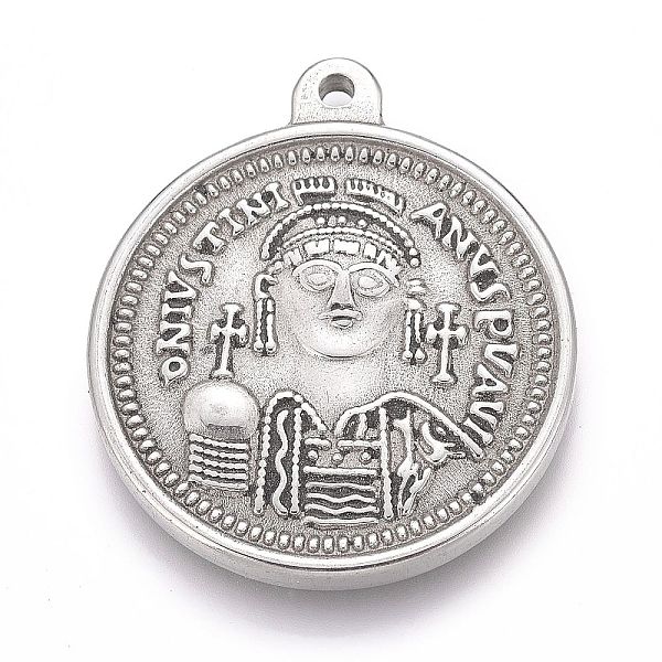 

PandaHall 304 Stainless Steel Pendants, Flat Round with Saint, Stainless Steel Color, 29x25.5x3mm, Hole: 1.6mm 304 Stainless Steel Flat...