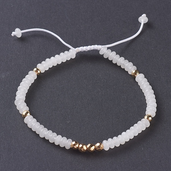 

PandaHall Natural White Jade Braided Bead Bracelets, with Nylon Cord and Non-magnetic Synthetic Hematite Beads, 2-1/8 inch~2-3/4 inch...