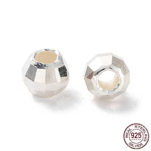 

PandaHall 925 Sterling Silver Beads, Faceted Round, Silver, 3mm, Hole: 1.2mm Sterling Silver Round