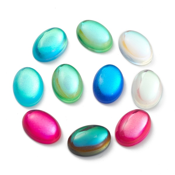 

PandaHall Glass Cabochons, Oval, Mixed Color, 25x18x8mm Glass Oval Multicolor