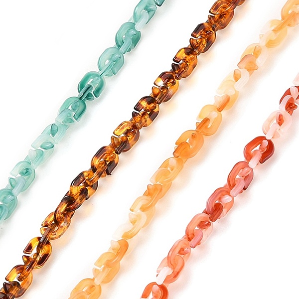 

PandaHall Handmade Opaque Acrylic Cable Chains, Unwelded, Mixed Color, 39.37 inch(100cm), Link: 9x6.5x1.7mm, 1m/strand Acrylic Multicolor