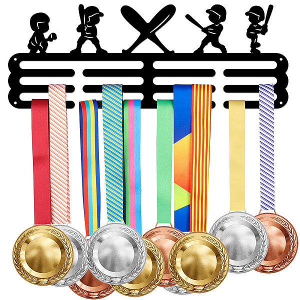 

PandaHall Iron Medal Hanger Holder Display Wall Rack, with Screws, Baseball, 400x150mm Iron Baseball Black