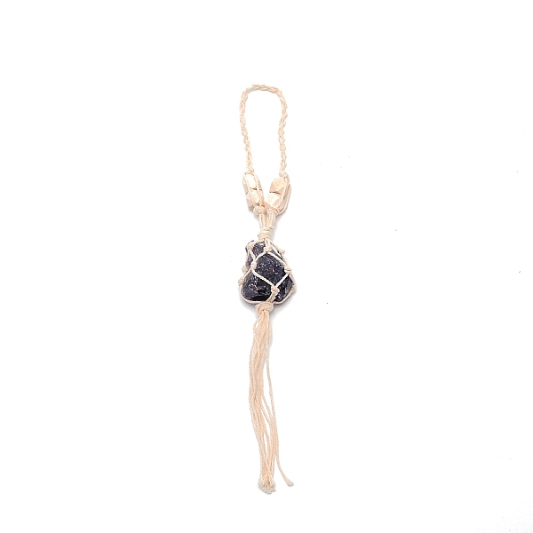 

PandaHall Irregular Gemstone Hanging Pendant Decoration, with Cotton Cord & Wood Beads, for Car Interior Ornament Accessories, 310~320mm...