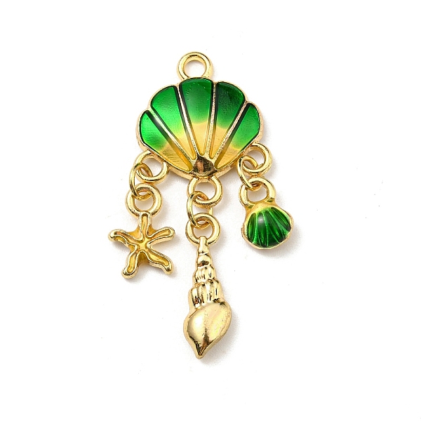 

PandaHall Alloy Enamel Pendants, Golden, Shell Shape, 35x15x3mm, Hole: 2mm Alloy+Enamel Shell Shape Green