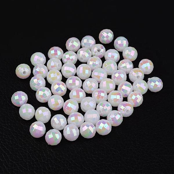 

PandaHall Faceted Colorful Eco-Friendly Poly Styrene Acrylic Round Beads, AB Color, White, 8mm, Hole: 1.5mm, about 2000pcs/500g Acrylic...