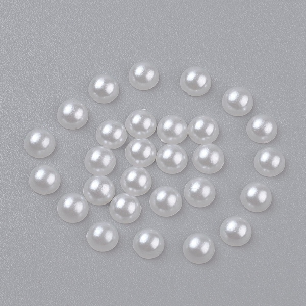 5MM Creamy White Dome Half Round Acrylic Imitated Pearl Cabochons Fit Phone Decoration