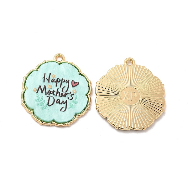 

PandaHall Rack Plating Acrylic Pendants, with Golden Tone Alloy Findings, Cadmium Free & Nickel Free & Lead Free, Mother's Day, Flower Charm..., Green